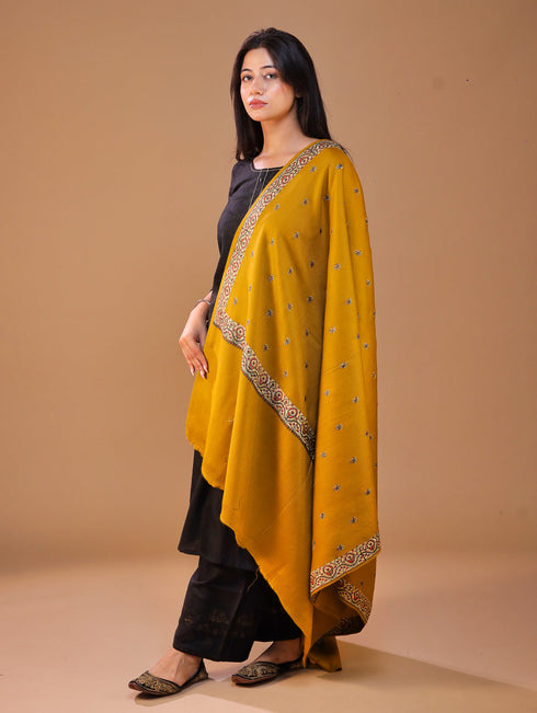 Women's Pure Wool Faux Pashmina Hand Embroidery Shawl